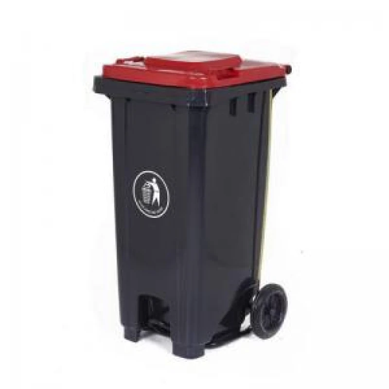 Image of ESE Direct 120L Pedal-Operated Wheelie Bin with Red Lid - 900 x 550 x 460mm (H x W x D) 421104 Wheelie Bins