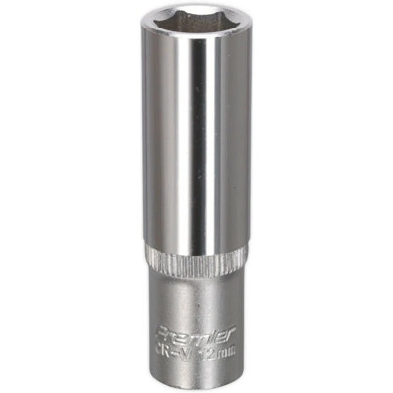 Image of Loops 12mm Forged Steel Deep Drive Socket - 3/8" Square Drive - Chrome Vanadium Socket Metallics