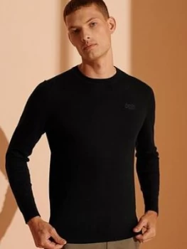 Image of Superdry Orange Label Crew Jumper, Black, Size S, Men