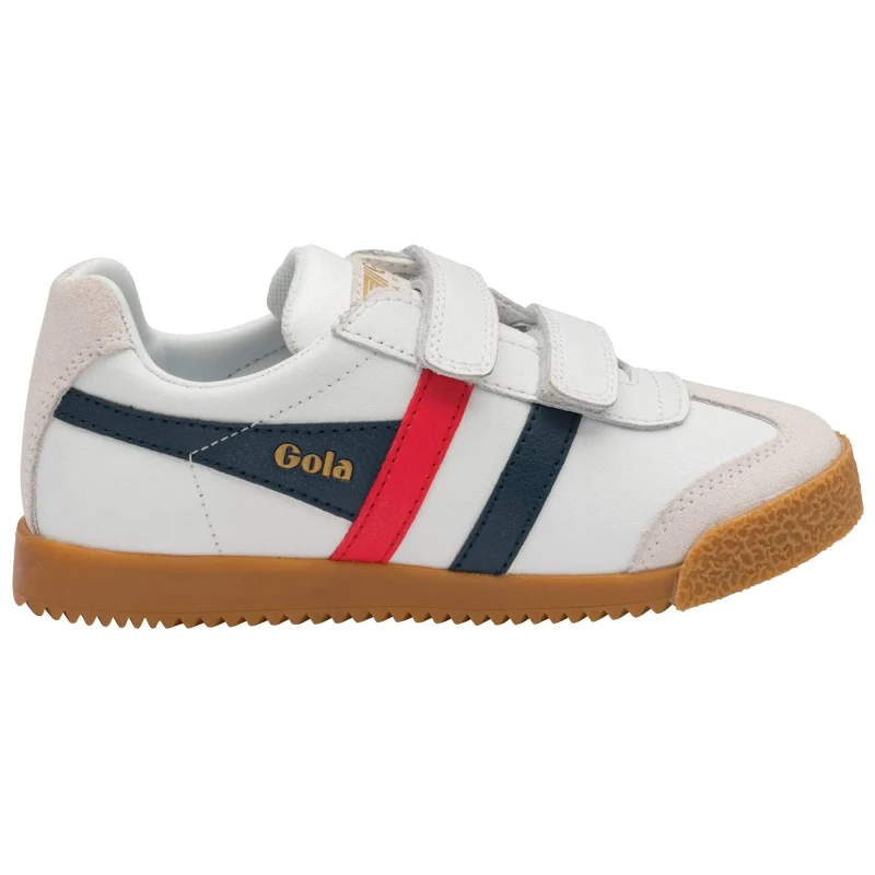 Image of Gola Children's Trainers Gola Classics Harrier Leather Strap Trainers Blanc Male 26