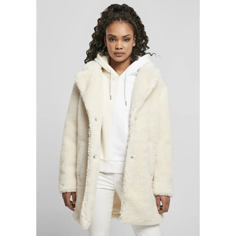 Image of Urban Classics Womens coat Urban Classics oversized sherpa Blanc Female XS