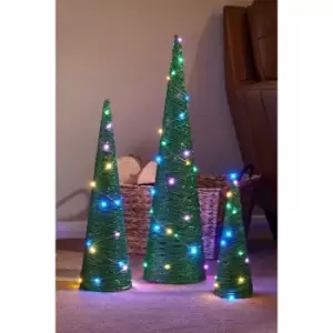 Image of Set of 3 Glitter Cone Tree Decoration