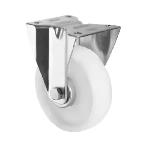 Image of EUROKRAFTbasic Nylon tyres, white, wheel Ø x width 200 x 50 mm, mounting plate, 2+ items, fixed castors