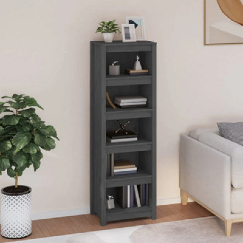 Image of Vidaxl Book Cabinet Grey 50X35X154cm Solid Wood Pine, Grey 821716