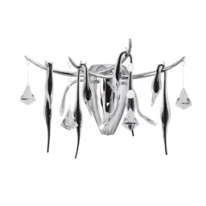 Image of Cygnet Wall Lamp 3 Light G4 Polished Chrome/Black Glass/Crystal, NOT LED/CFL Compatible