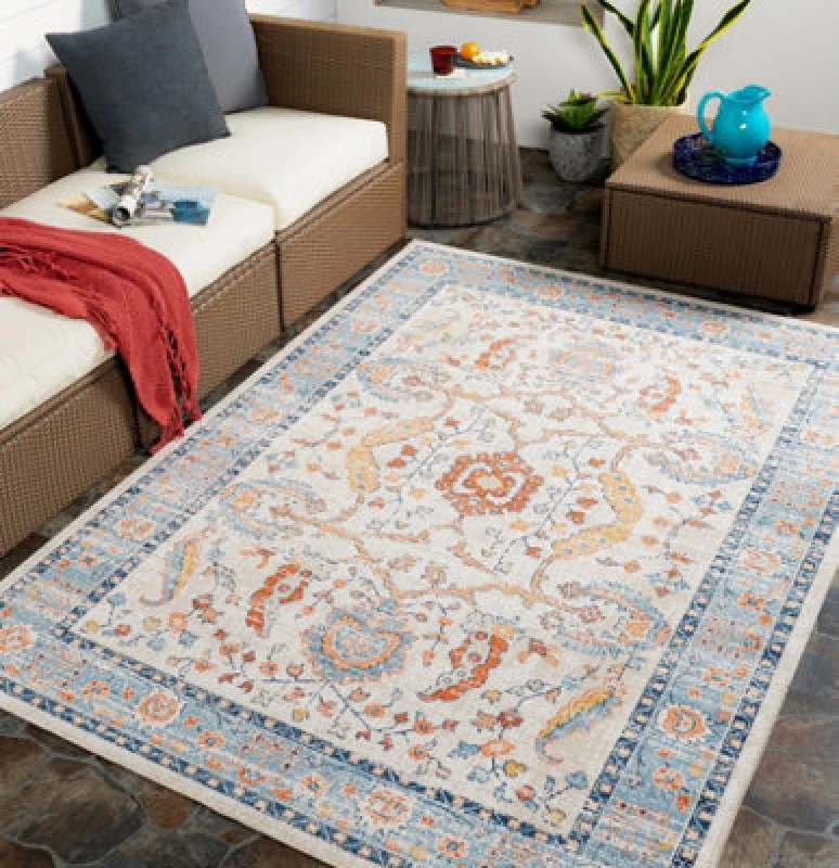 Image of Livabliss In- & Outdoor Oriental Boho Burnt Orange Galilea Area Rug 160 X 213cm - Easy To Clean, Perfect For Balcony Or Dining Room