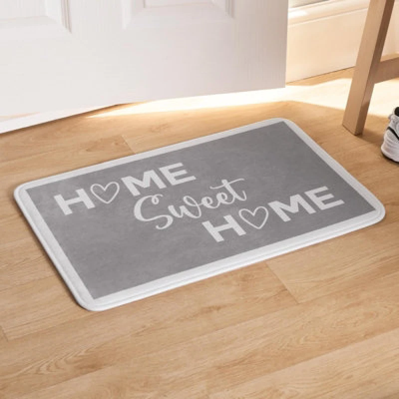 Image of OHS OHS House Door Kitchen Floor Rug Home Sweet Home Mat, Grey - 40 x 60cm Size: Small Grey Small Unisex 5027434193042