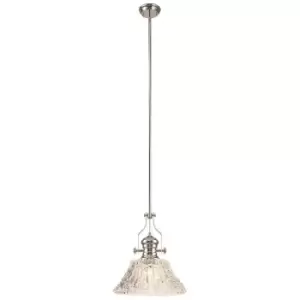 Image of Dome Ceiling Pendant With 38cm Patterned Round Shade, 1 x E27, Polished Nickel, Clear Glass - Luminosa Lighting
