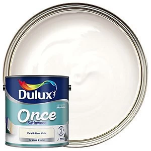 Image of Dulux Once Pure Brilliant White Satinwood Paint 2.5L