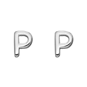 Image of Sterling Silver Alphabet Letter P Stud Earrings