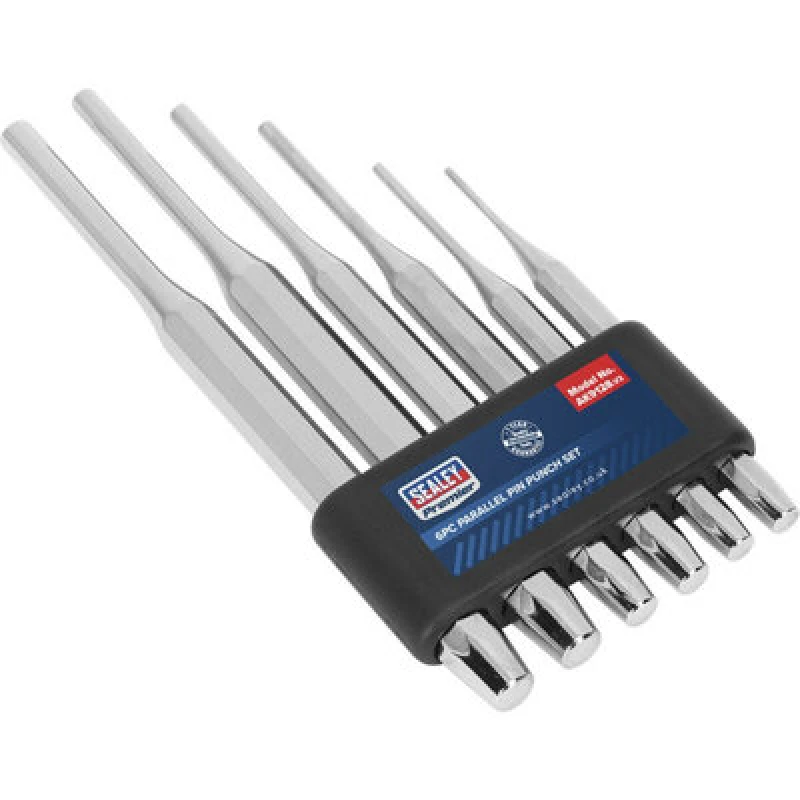 Image of Loops 6 Piece PREMIUM Parallel Pin Punch Set - Hardened & Tempered - Polished Chrome Multi