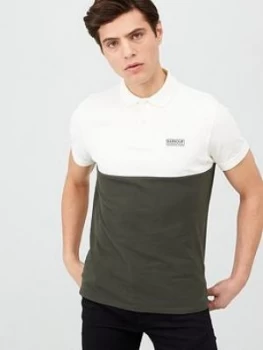 Image of Barbour International Cotter Colour Block Polo Shirt - White, Size S, Men