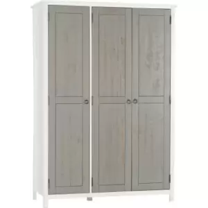 Image of Vermont White & Grey 3 Door Wardrobe - Seconique