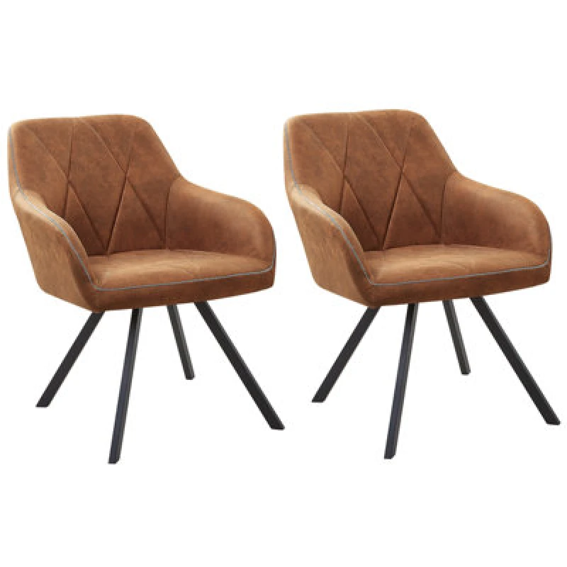 Image of Beliani Set Of 2 Dining Chairs Monee Golden Brown