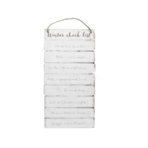 Image of Something Different Winter Checklist Wooden Wall Sign (One Size) (White)