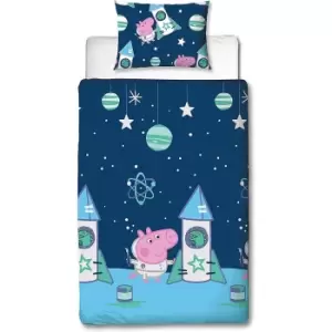 Image of Peppa Pig Boom George Pig Duvet Cover Set (Single) (Blue/Pink)