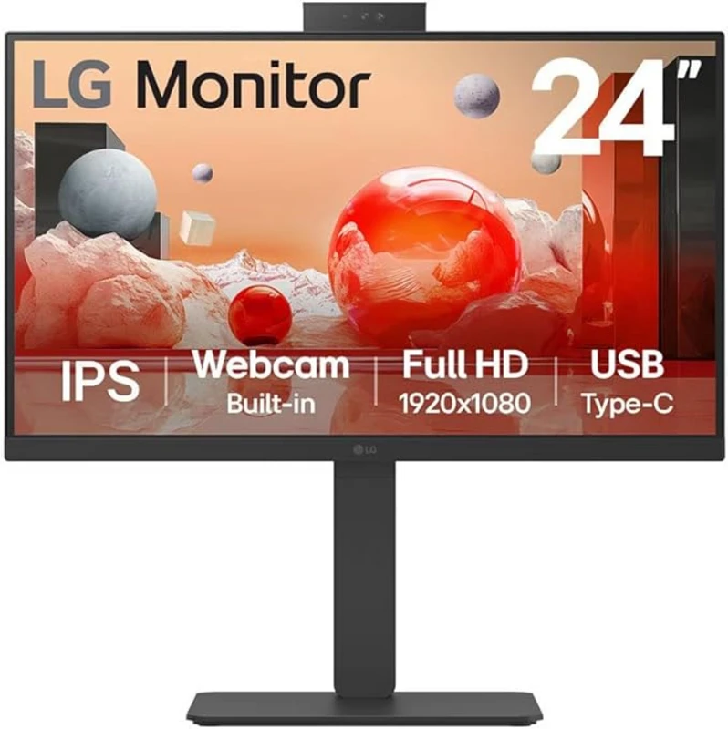 Image of LG 24BA850-B 24 IPS Full HD 100Hz Height Adjustable Webcam Monitor 24BA850-B.AEK Black