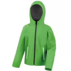 Image of Result Core Kids Unisex Junior Hooded Softshell Jacket (7/8) (Vivid Green/Black)