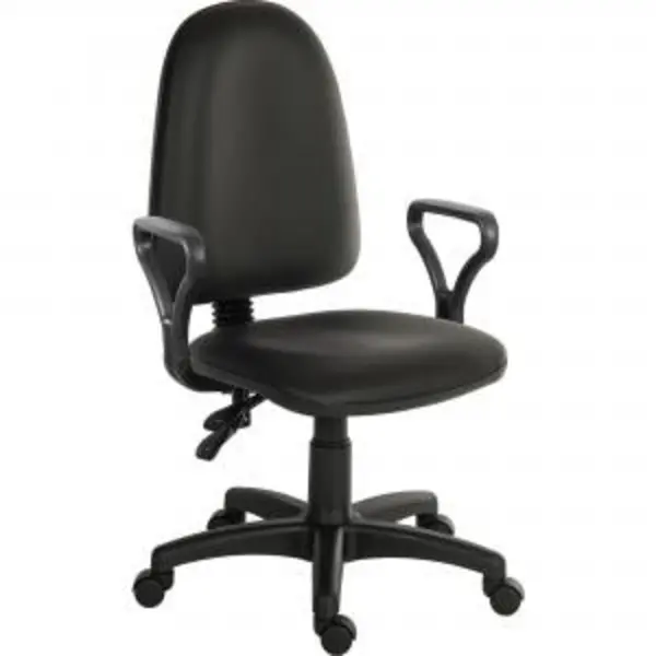 Image of Ergo Twin High Back PU Operator Office Chair with Fixed Arms Black - EXR13089TK