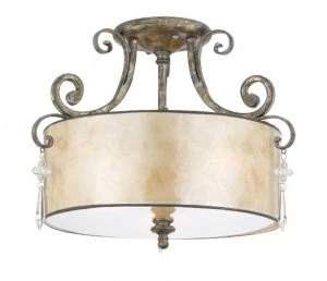 Image of 3 Light Semi Flush Ceiling Light MottSilver, E27