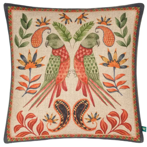 Image of Wylder Tropics Parrot Square Cushion MultiColoured