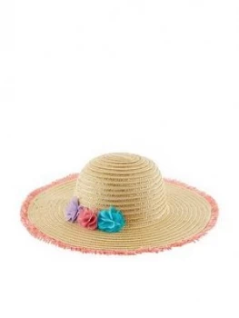 Image of Monsoon Girls Blaire Bright Pom Pom Floppy Hat - Natural