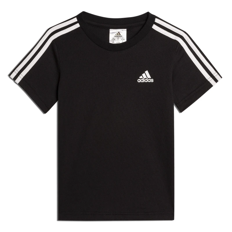 Image of adidas Stripe Essential T Shirt - Black 0-3 Months