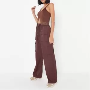 Image of Missguided Straight Leg Cargo Trousers - Brown