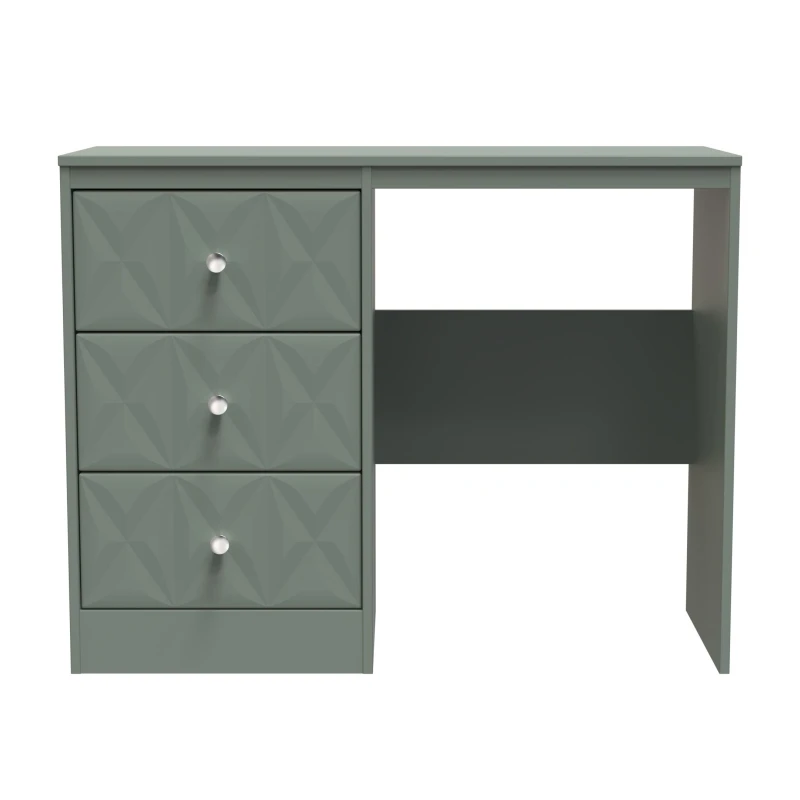 Image of Genoa Ready Assembled Matt Green 3 Drawer Non-Extendable Dressing Table (H)756mm (W)969mm (D)395mm