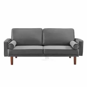 Image of Sutton Grey Velvet Sofa bed with Wooden legs