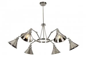 Image of 6 Light Multi Arm Ceiling Pendant Light Polished Nickel, E27
