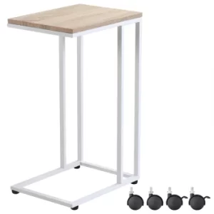 Image of Side Table White 16x12x26-28in with Castors