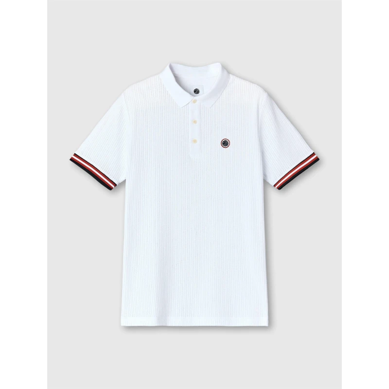 Image of Pretty Green Mens PG Cressa Tipped Short-Sleeve Polo Shirt White male Small