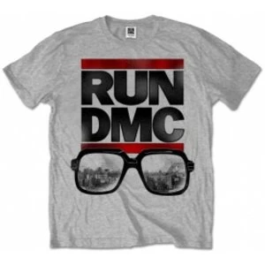 Image of Run DMC Glasses NYC Grey Mens T Shirt: Small