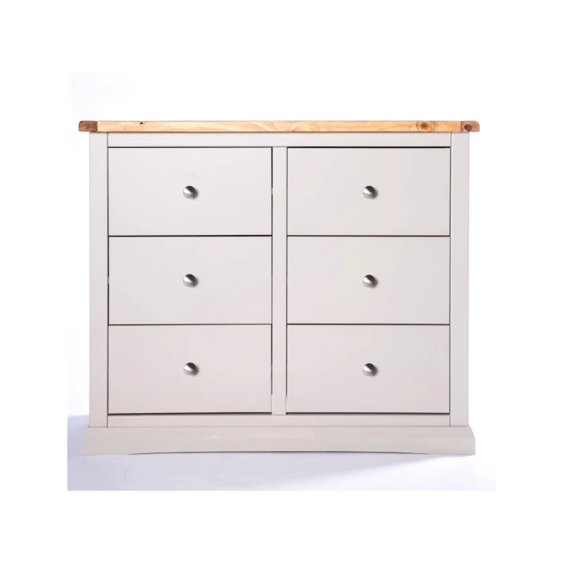 Image of Cabinet Bits Loreo 6 Drawer Chest of Drawers Chrome Knob in Light Grey Light Grey Unisex