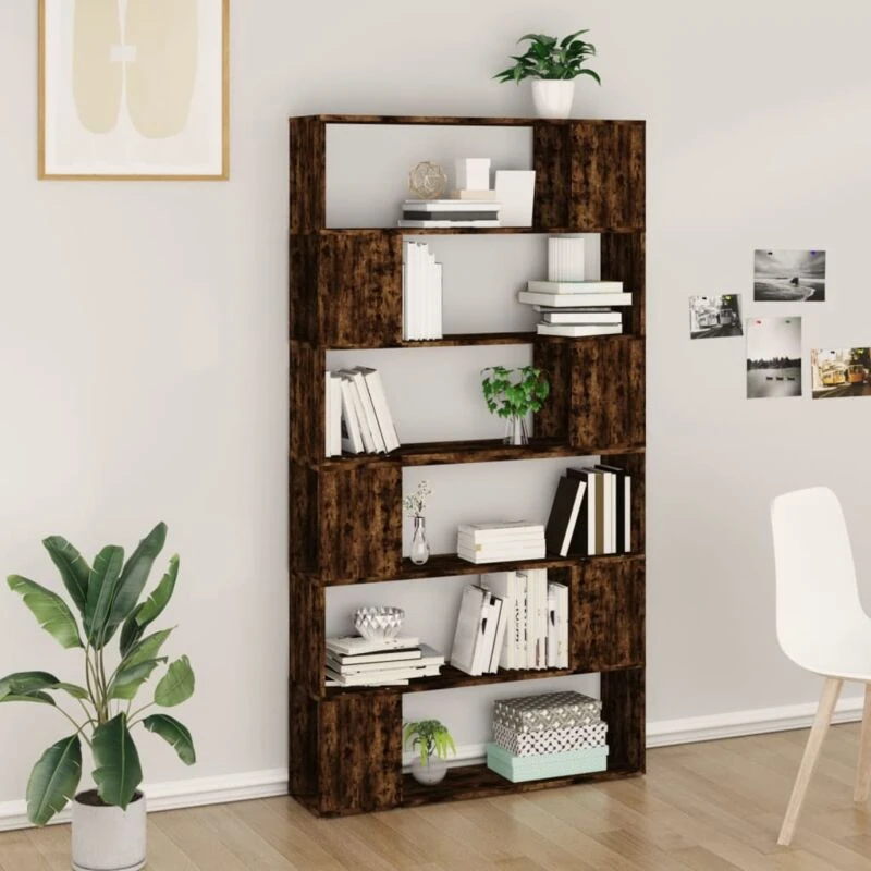 Image of VIDAXL Book Cabinet/Room Divider Smoked Oak 100x24x188cm Vidaxl 8720845858100
