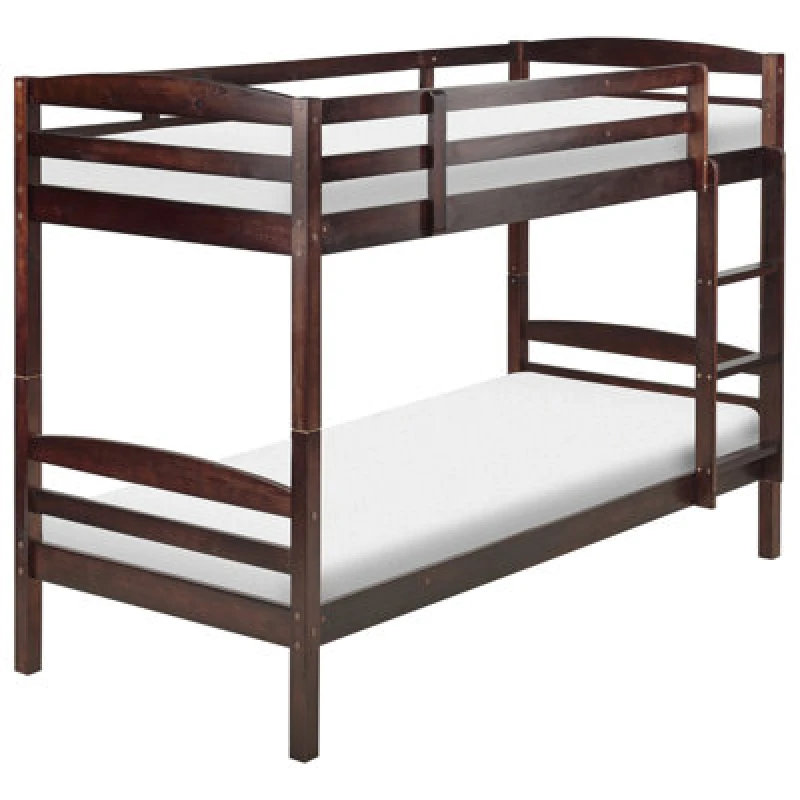 Image of Beliani Bunk Bed Pine Wood Regat 90 X 200 Cm (Eu Single) Dark Brown