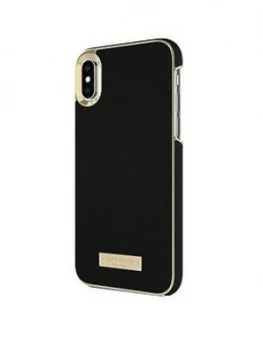 Image of Kate Spade New York Wrap Case For iPhone X Saffiano BlackGold Logo Plate