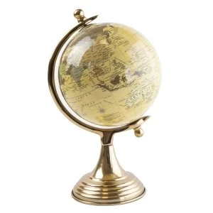 Image of Small Globe on Metal Stand Cream and Gold 28cm
