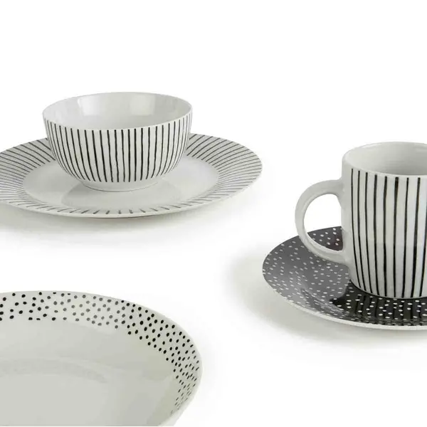 Image of Waterside 20Pc Betsy Black & White Dinner Set 6255