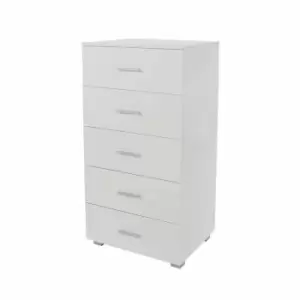 Image of Lido 5 Narrow Tall Chest of Drawers White