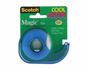 Image of 3M Scotch Magic Tape 19mm x 19m with Coloured Dispenser Cool Color