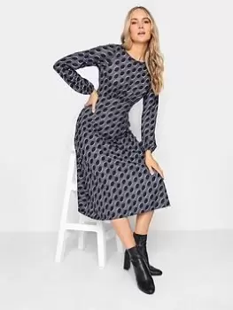 Image of Long Tall Sally Charcoal Spot Print Dress, Grey, Size 22-24, Women