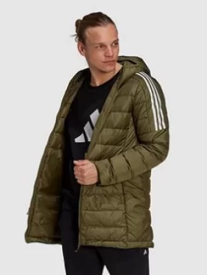 Image of adidas Ess Down Parka, Green, Size S, Men