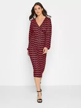 Image of Long Tall Sally Red Heart Print Wrap Dress, Red, Size 20, Women