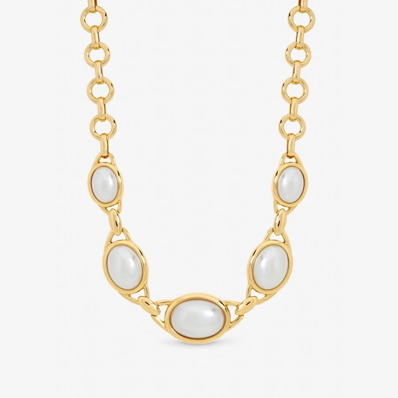 Image of Mood Gold Plated and Pearl Statement Necklace Gold female One Size