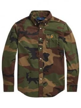 Image of Ralph Lauren Boys Long Sleeve Camo Print Shirt - Multi, Size 18-20 Years, XL