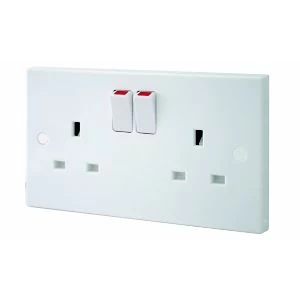 Image of Bg White Double 13A Switched Socket & White Inserts
