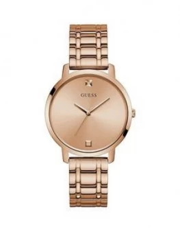Image of Guess Guess Rose Gold Sunray Dial Rose Gold Stainless Steel Bracelet Ladies Watch