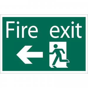 Image of Draper Fire Exit Arrow Left Sign 200mm 300mm Standard